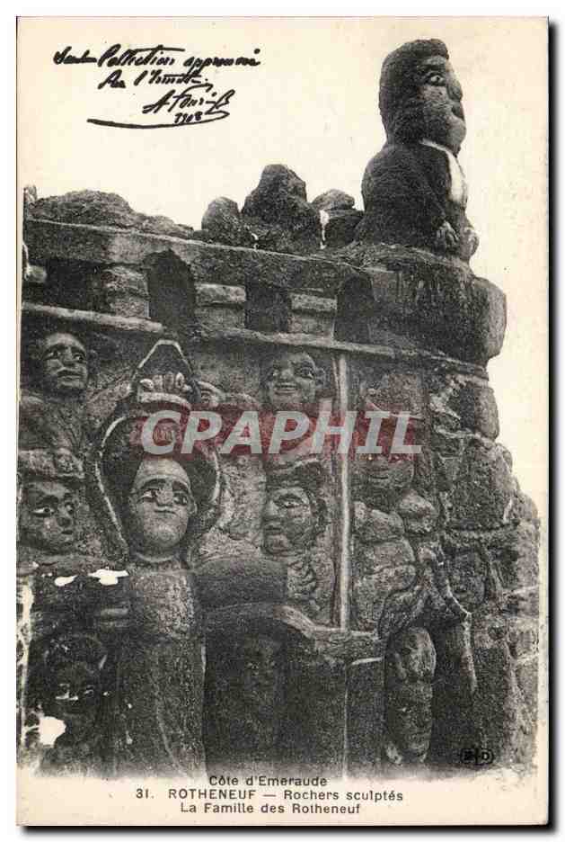 Rotheneuf CPA Rochers sculptes La famille des Rotheneuf