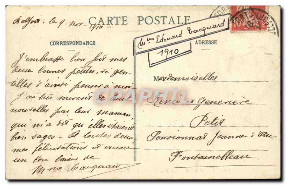 Belfort CPA le faubourg de France et le pont CArnot — Rückseite