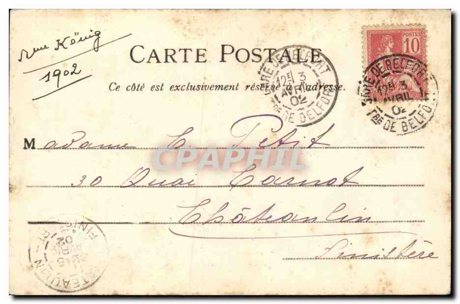 Belfort CPA La porte de France — Verso