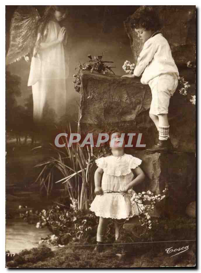 CPA Fantaisie Enfant l'ange gardien (angel)
