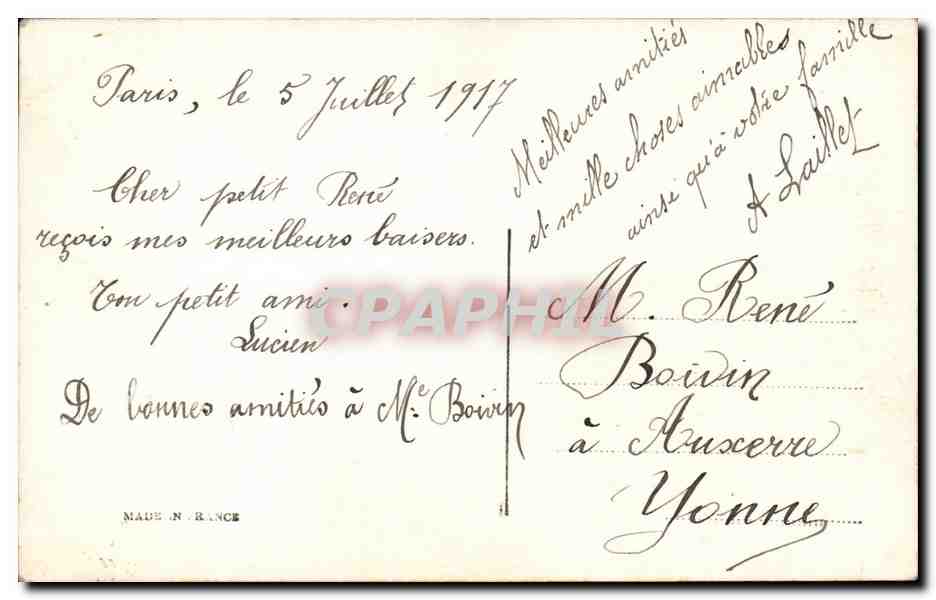 CPA Fantaisie Enfant l'ange gardien (angel) — Verso