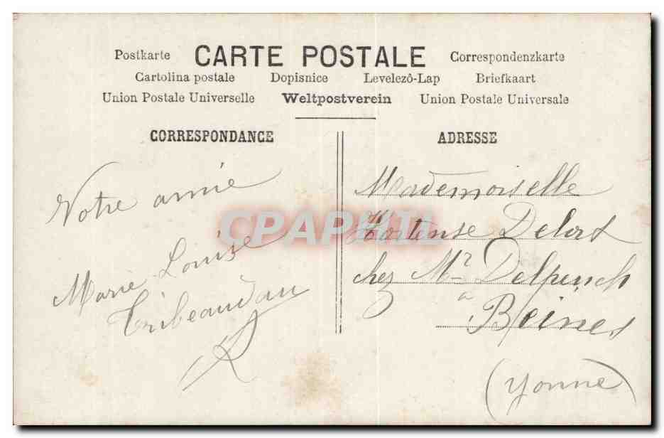 CPA Fantaisie Fille Je pense a vous — Verso