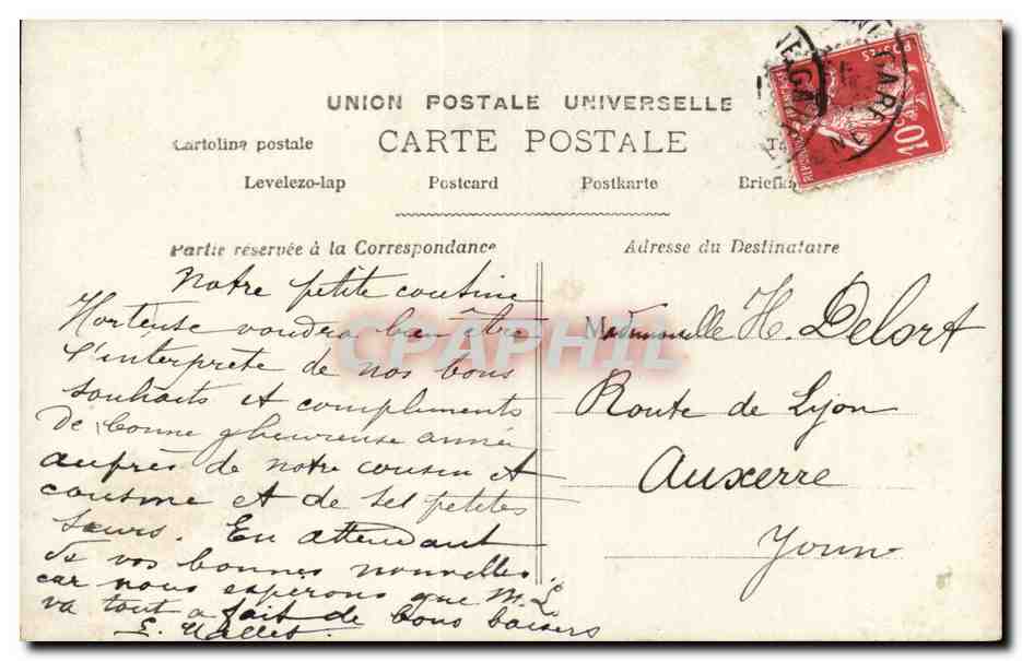 CPA Fantaisie Fille Bonne et heureuse annee — Verso