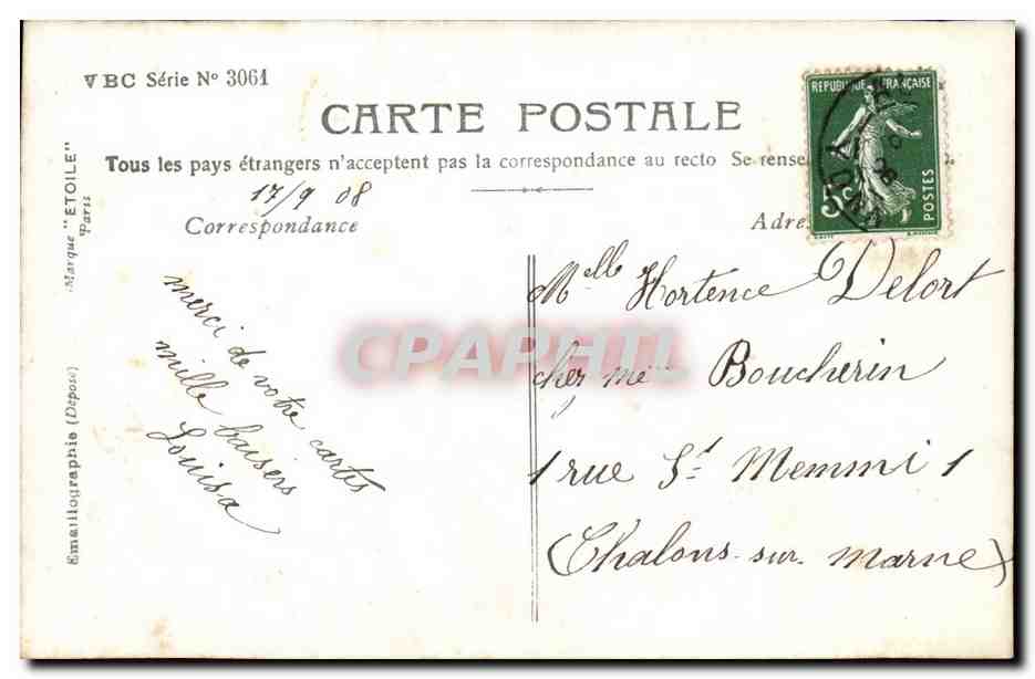CPA Fantaisie Enfant Fille d'Auxerre Je vous envoie ces fleurs — Rückseite