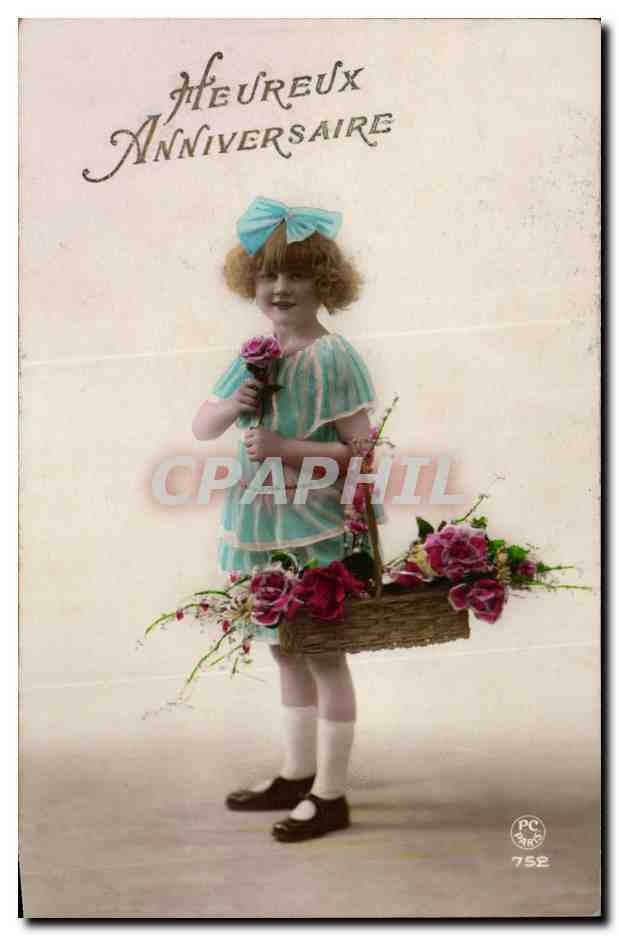 CPA Fantaisie Enfant Fille Heureux anniversaire