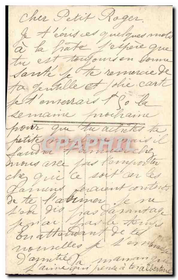 CPA Fantaisie Enfant Un baiser — Verso