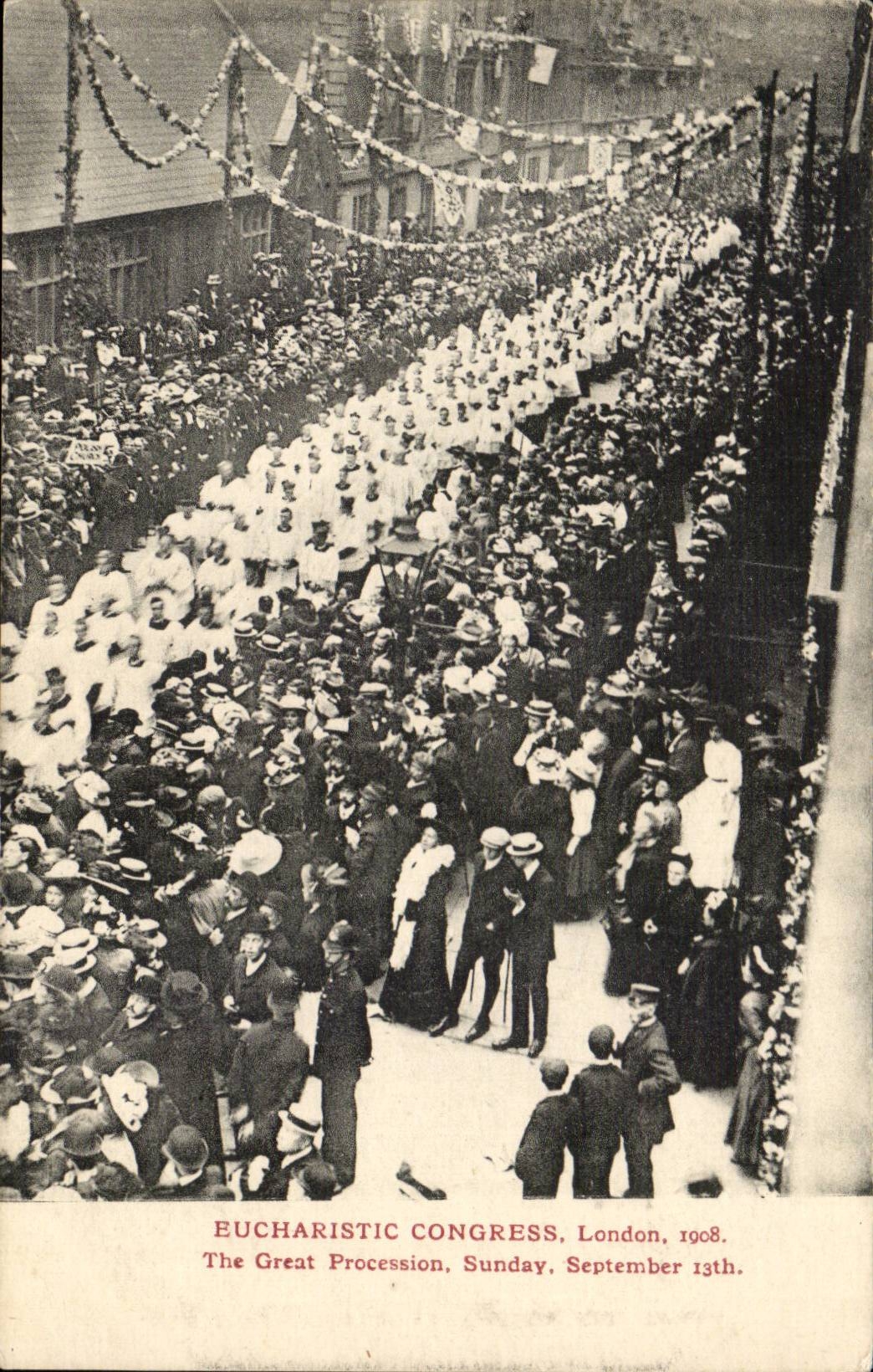 Grande Bretagne Great BRitain CPA Euchristic Congress London 1908 the great procession Sunday SEptember 13th