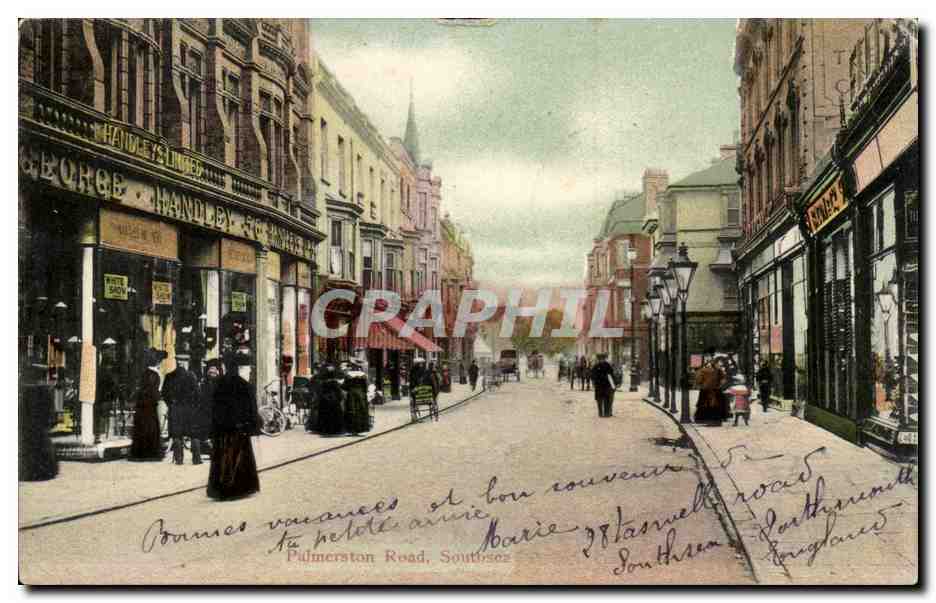 Pilmerston Road, Southampton — vue de rue commerçante — éditeur 'Gordon Series' Timothy Post Cards Ltd.