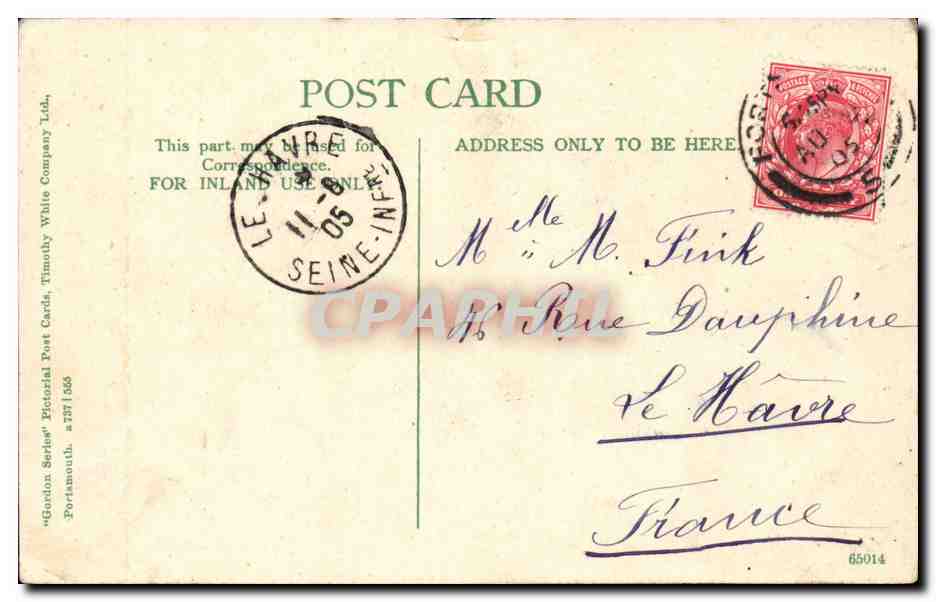 Pilmerston Road, Southampton — vue de rue commerçante — éditeur 'Gordon Series' Timothy Post Cards Ltd. — Reverso