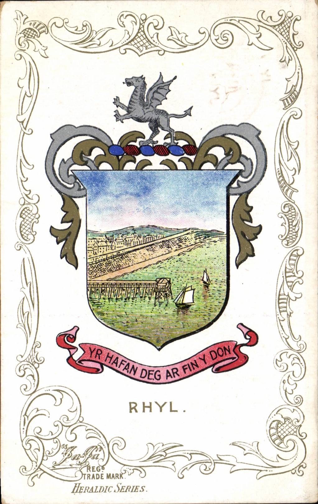 Grande Bretagne Great BRitain CPA Rhyl Yr Hafan deg Ar Finy Don Heraldry snake Armoreries