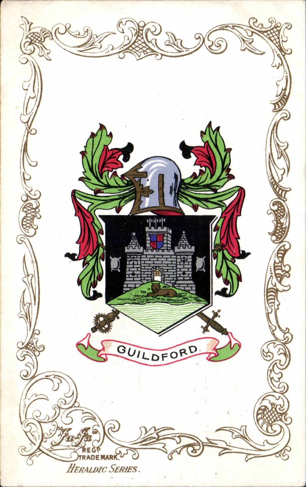 Grande Bretagne Great BRitain CPA Guildford Chateau CAstle Heraldry snake Armoreries