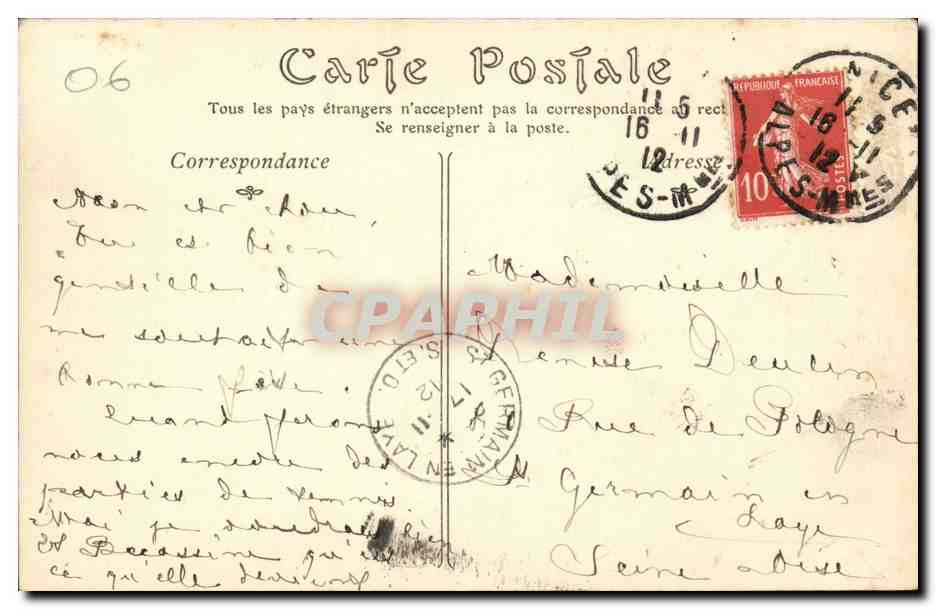 Nice CPA Le palais de la jetee (lavandieres) — Rückseite