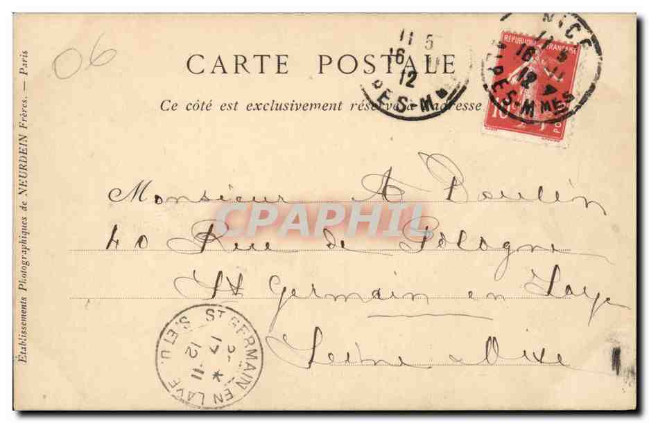 Nice CPA Le casino et les nouveaux jardins — Rückseite