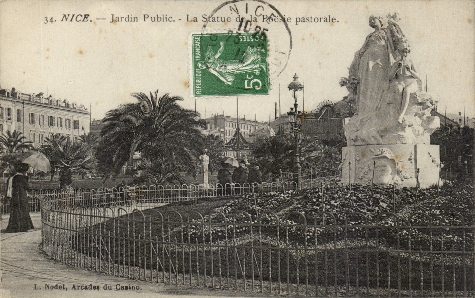Nice Cimiez CPA Jardin public La statue de la poesie pastorale