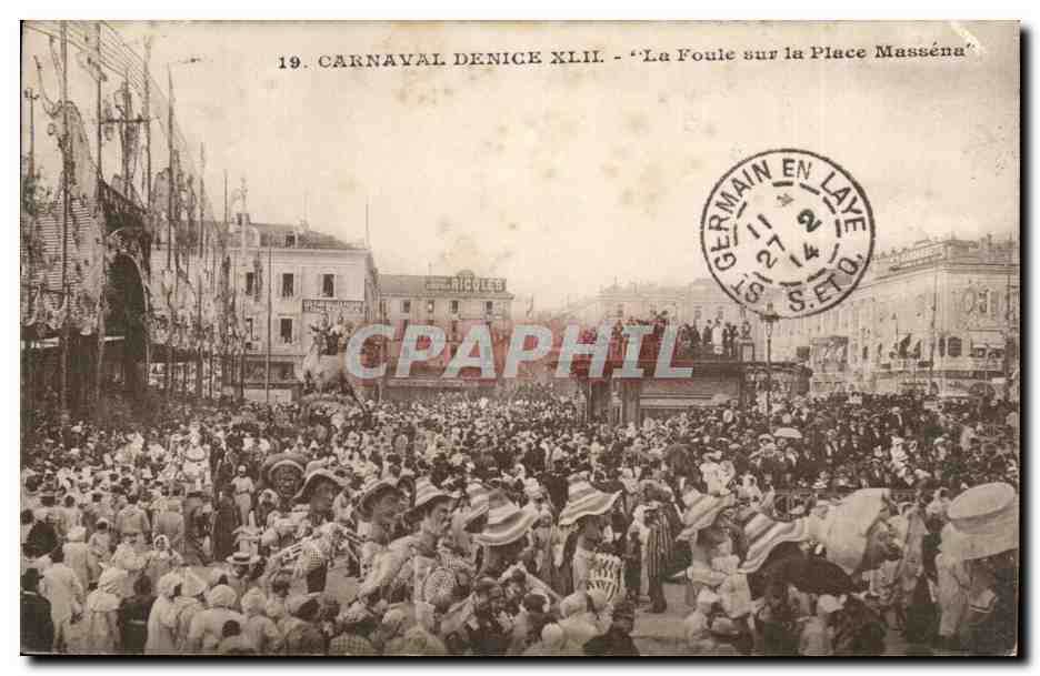 Karneval von Denice XLII — 'Die Menge auf der Place Masséna' — Verlag Gilletta (Nice)