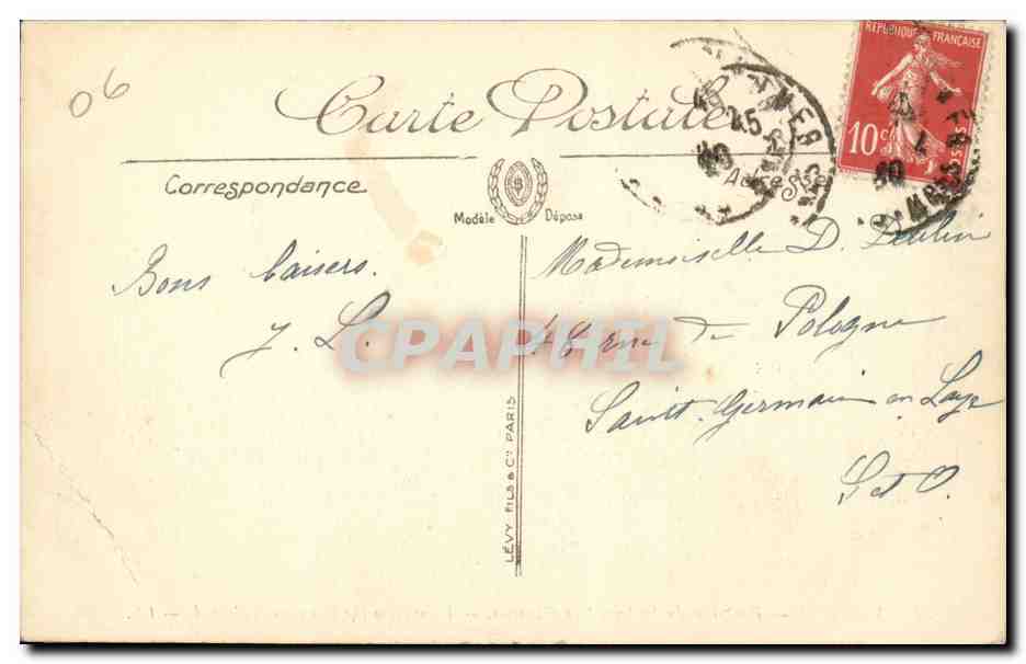 Menton CPA Vue prise du boulevard de Garavan  — Rückseite