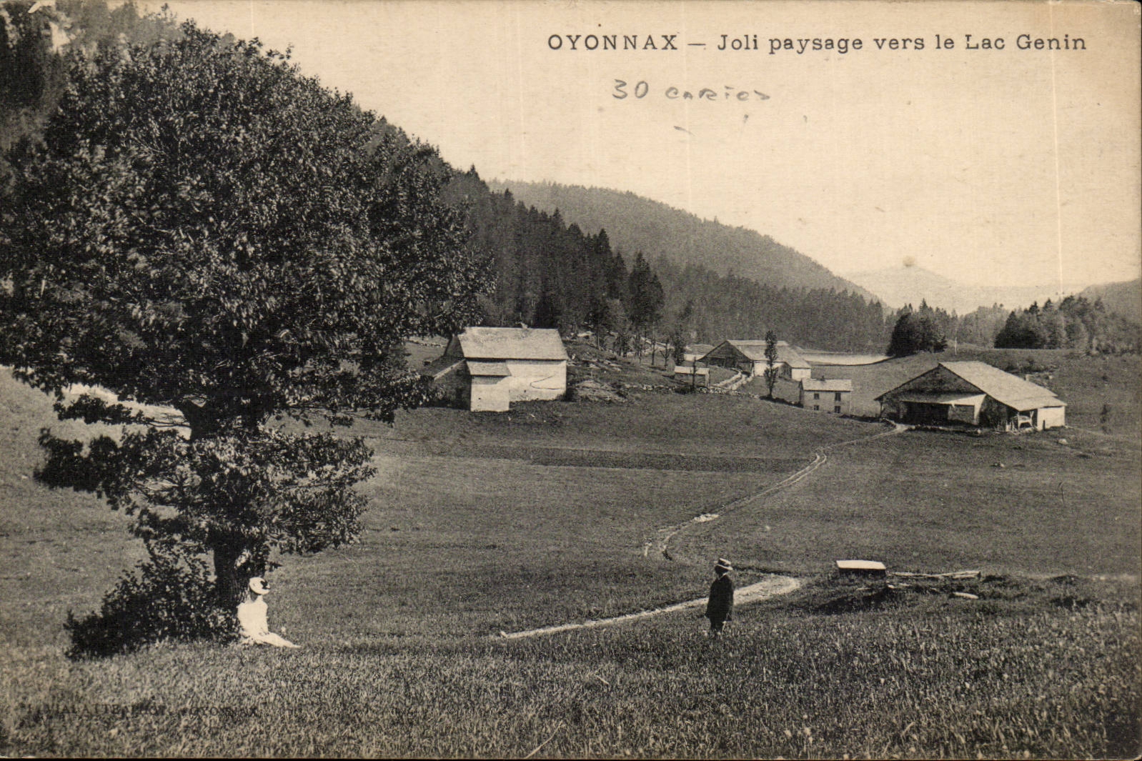 Oyonnax CPA Joli paysage vers le lac Genin
