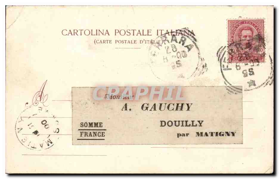 Italia - Italy - Italie - Ferrara - Piazza Ariostea - CPA  — Rückseite