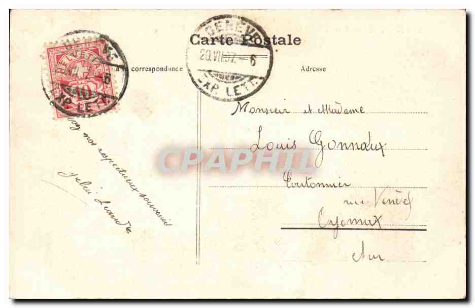 Suisse CPA Geneve ILe JJ Rousseau — Verso