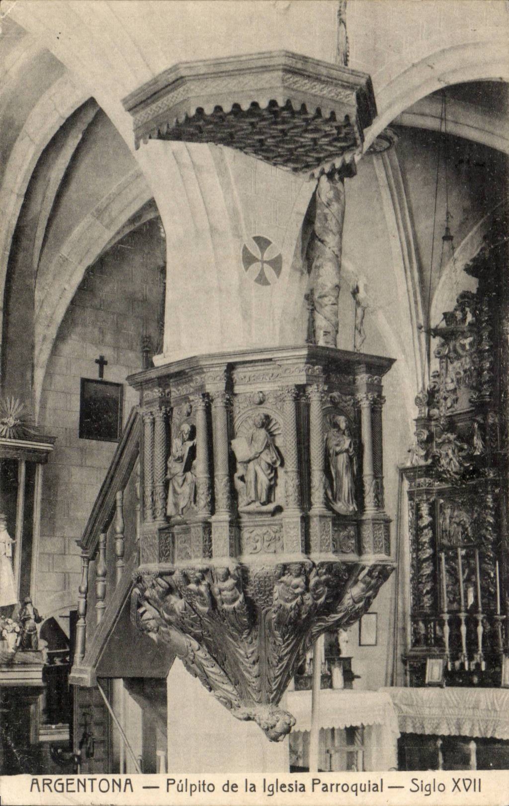 Espagne Spain Espana Argentona CPA Pulpito de la Iglesia Parroquial 