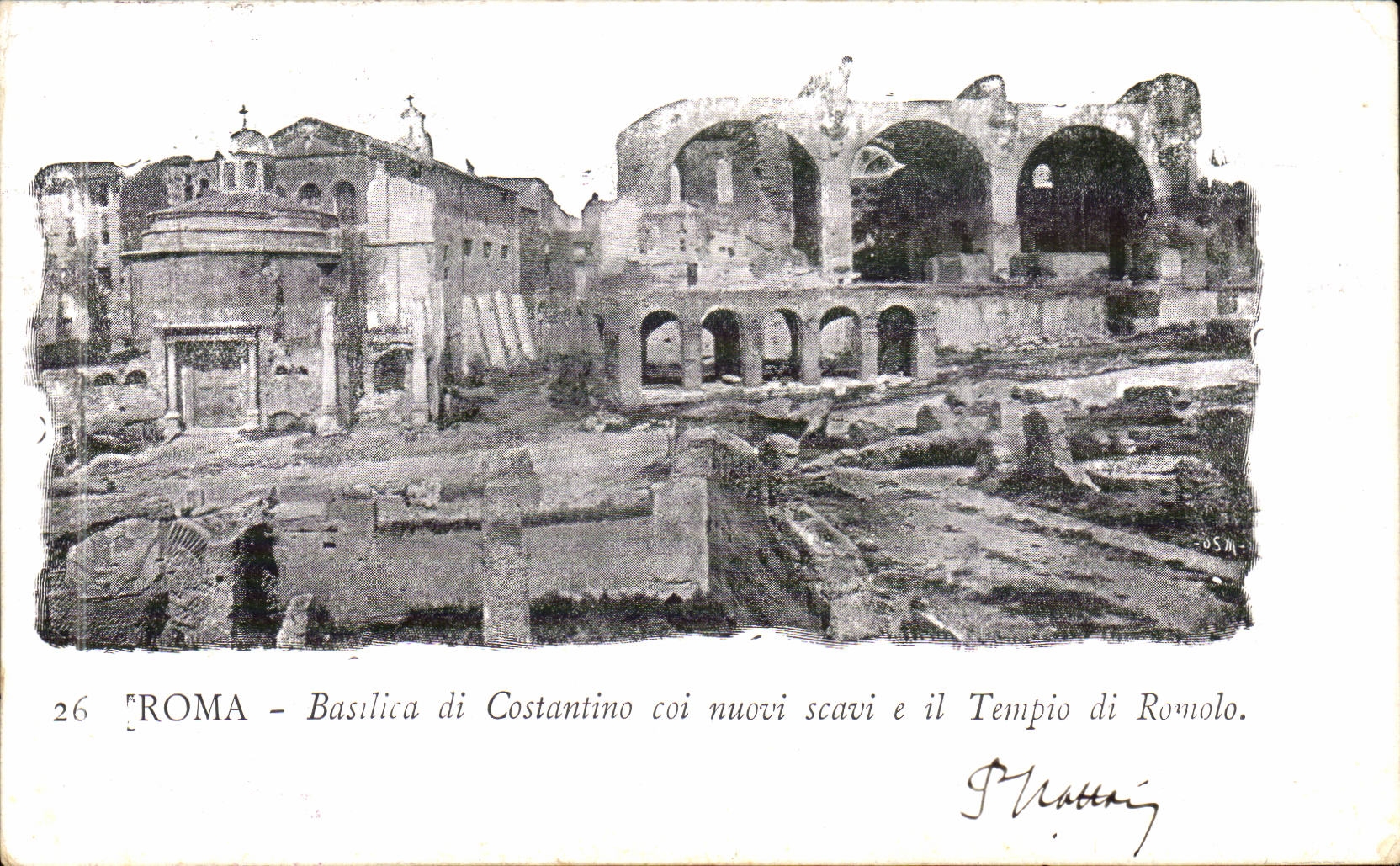ITalie Italia Roma CPA Basilica di Costantino coi nuovi scavi e il tempio di Romolo
