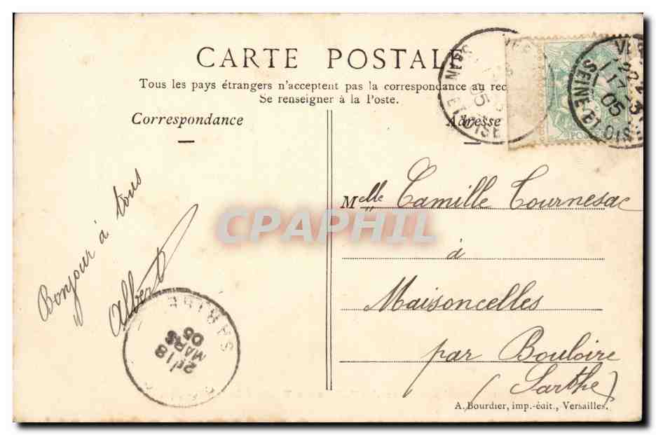CPA Grille d'honneur du palais de Versailles — Verso