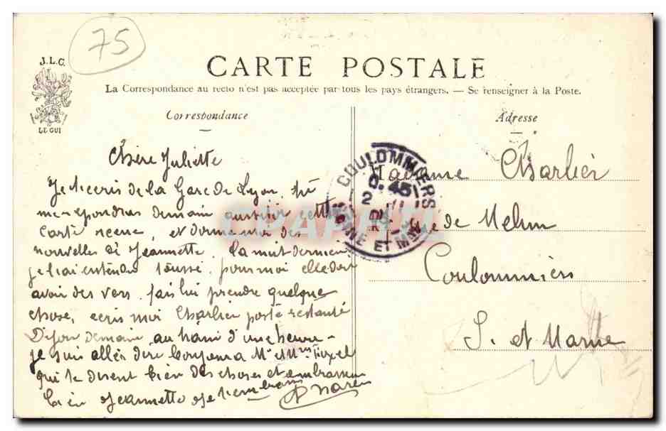 Paris CPA Gare de Lyon — Rückseite