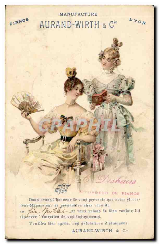 CPA Manufacture Aurand Wirth Pianos Lyon (accordeur reparateur metiers) RaRe Femmes Fantaisie