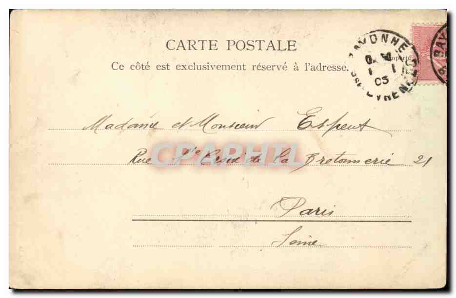 Bayonne CPA La rue du Port Neuf — Verso
