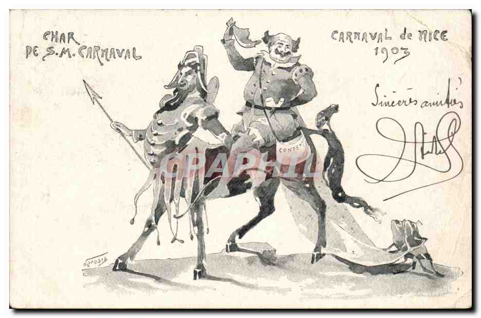 CPA Char de SM Le carnaval Carnaval de Nice 1903 (clown)