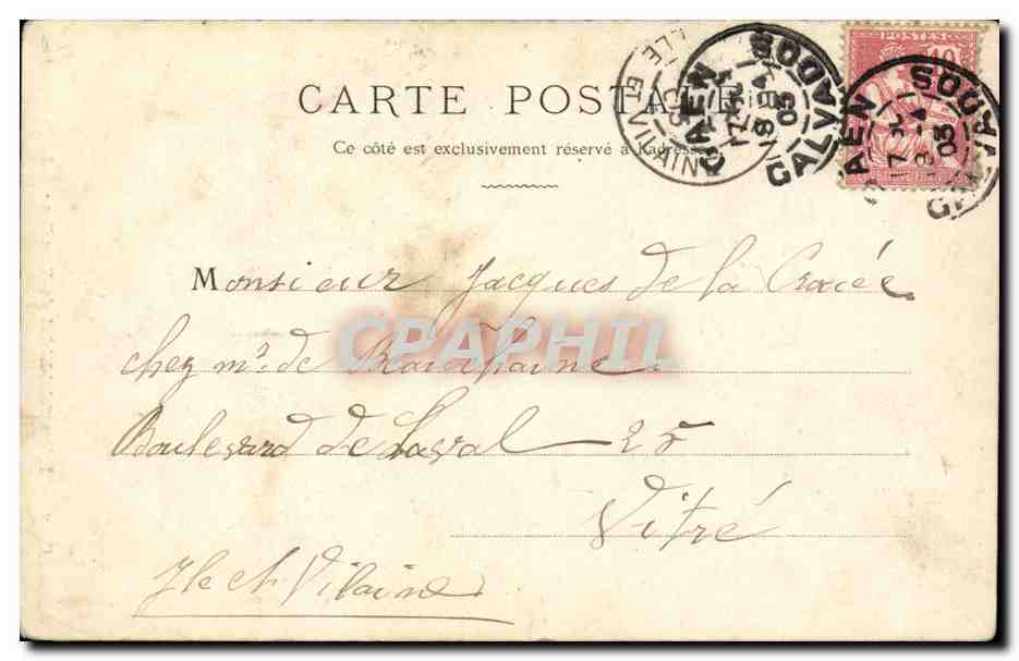 Caen CPA Eglise Saint Michel de Vaucelles — Verso