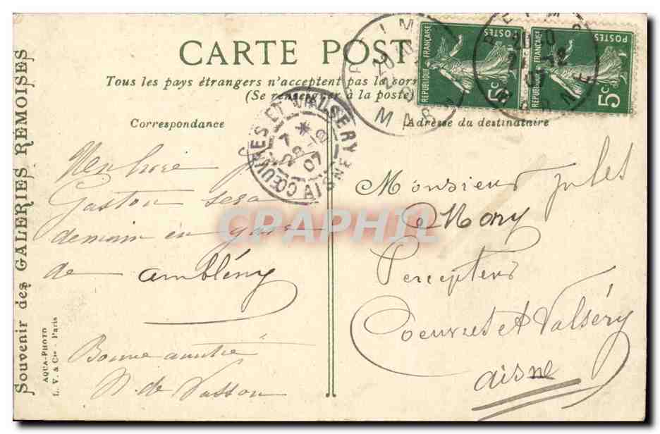 Reims. La Gare — vue de la gare avec tramway — éditeur L.V. & Co. n° 1042 — Reverso