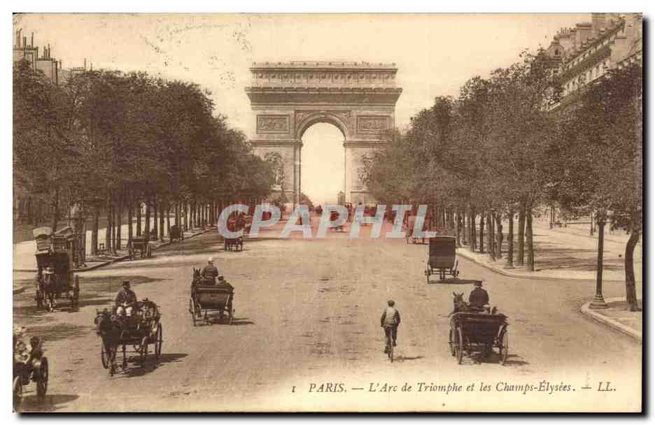 Paris CPA Arc de TRiomphe et les Champs Elysees