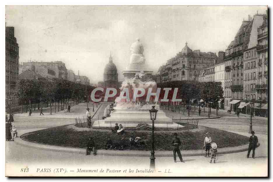 Paris CPA Monument de Pasteur et les Invalides