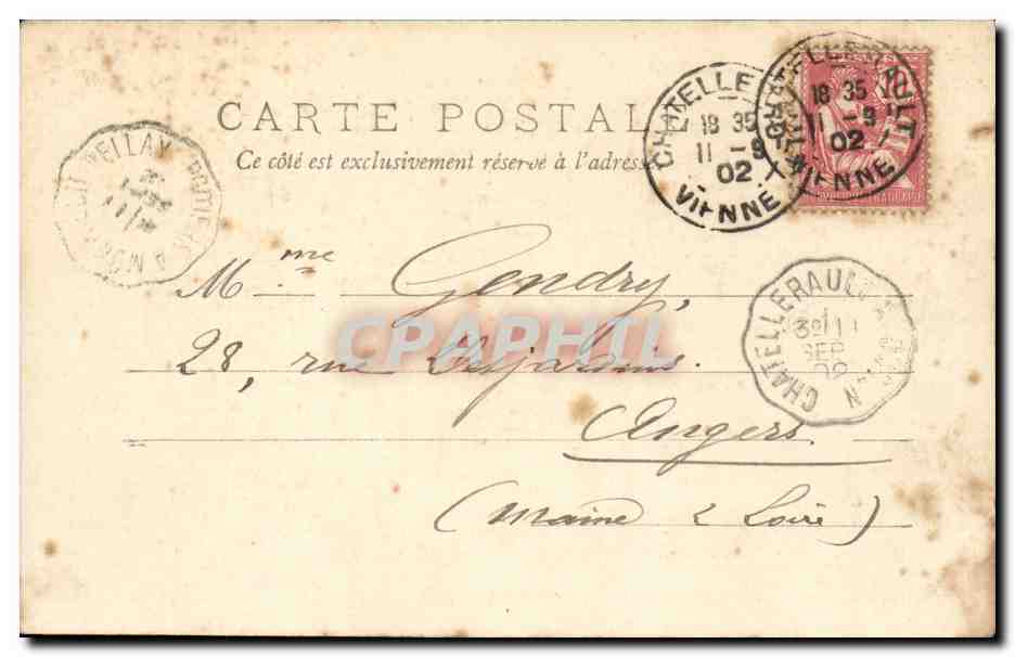 Chatellerault CPA Les tours du pont Henri IV — Rückseite