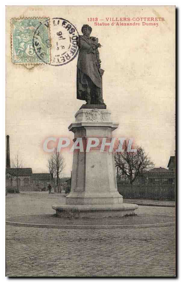 Villers-Cotterets — Statue d'Alexandre Dumas — éditeur anonyme, n° de série non visible