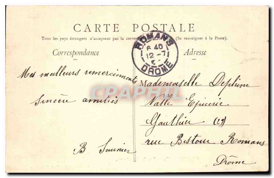 Grenoble CPA La prefecture — Rückseite