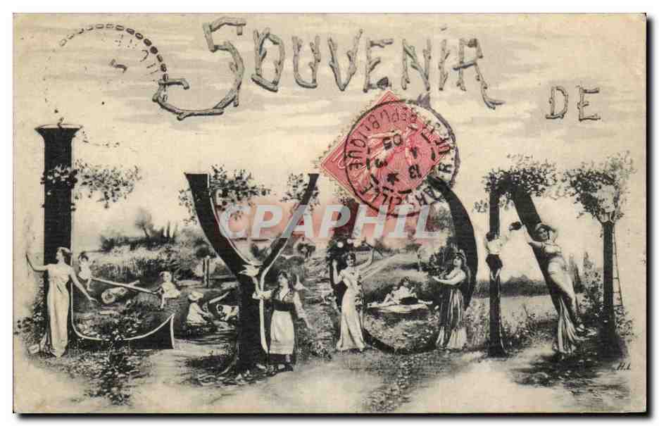 CPA Fantaisie Souvenir de Lyon femmes Fantasy