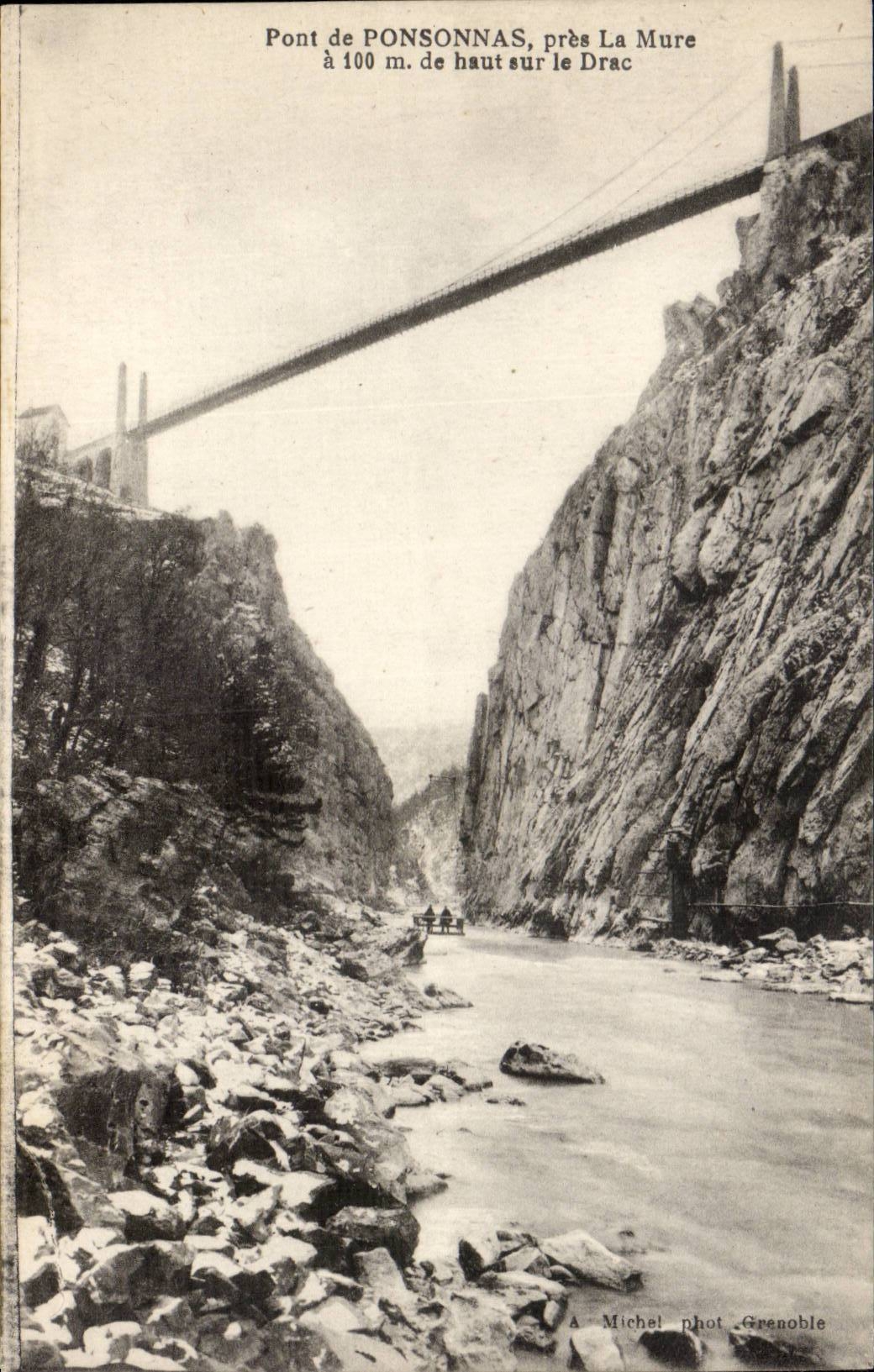 Isere - Pont de Ponsonnas - pres la Mure a 100 m de Haut sur le Drac - CPA 