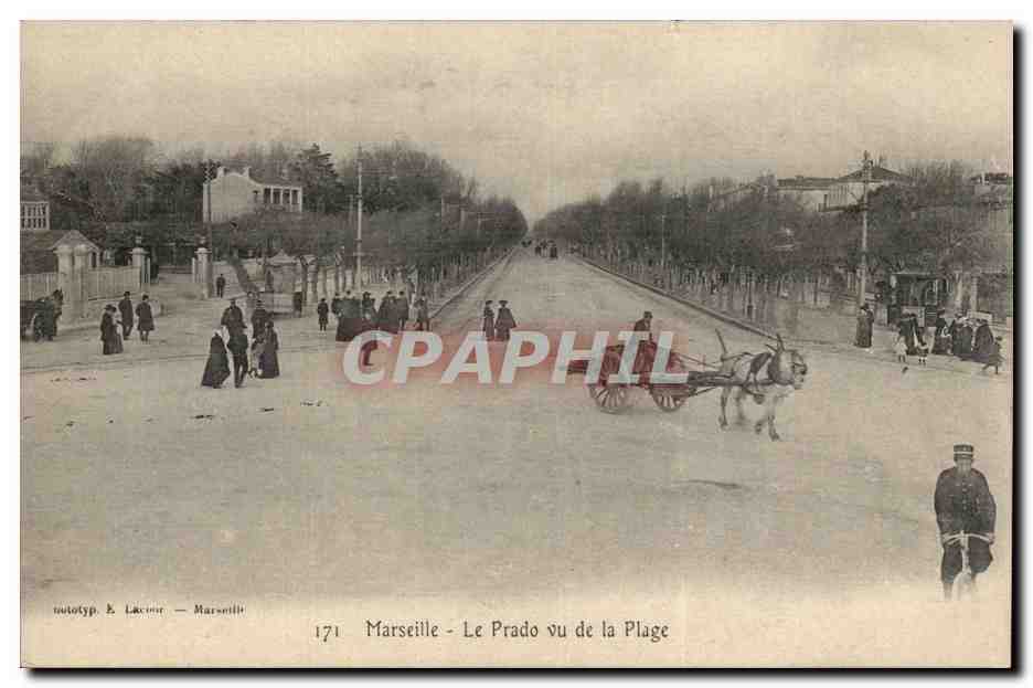 Marseille - Le Prado vu de la Plage - CPA 