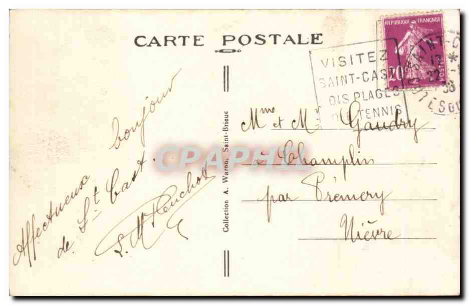 Saint-Cast — Le Monument aux Morts et le Presbytère — A.W. - 7814 — Reverso