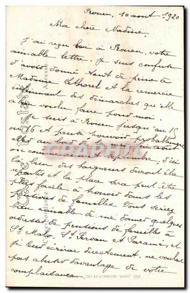 Rouen - Hotel Bourgtheroulde - CPA  — Verso