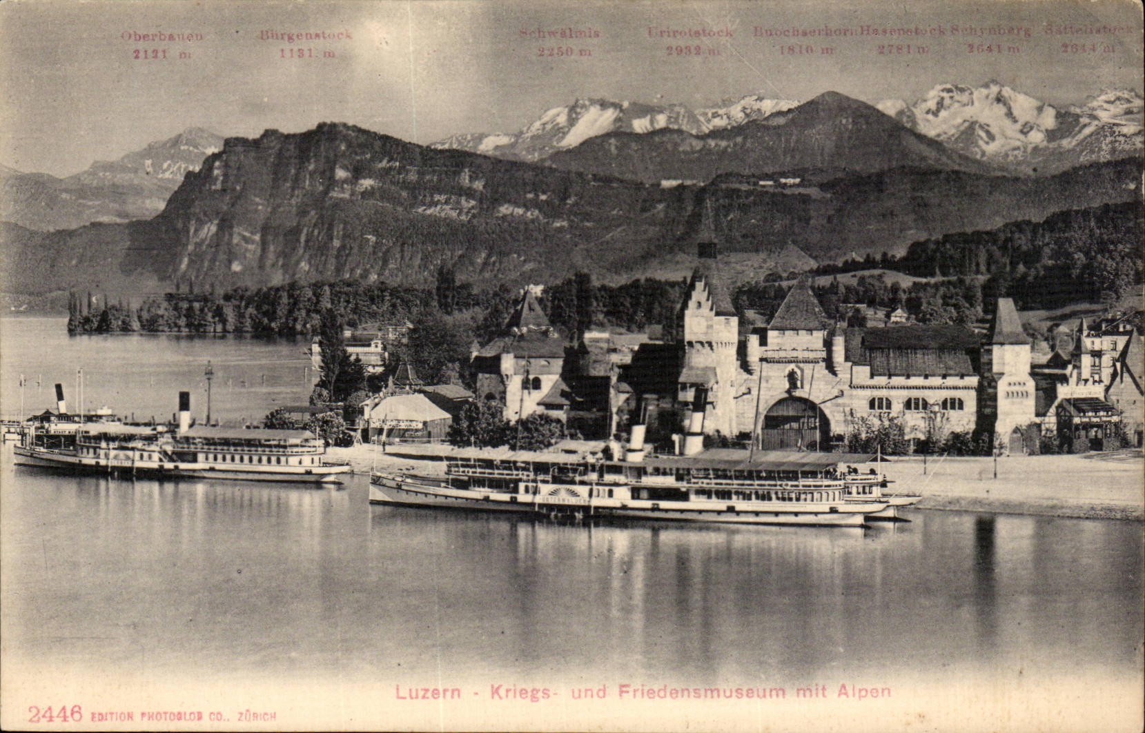 Suisse Luzern Kriegs und Friedensmuseum mit Alpen CPA 