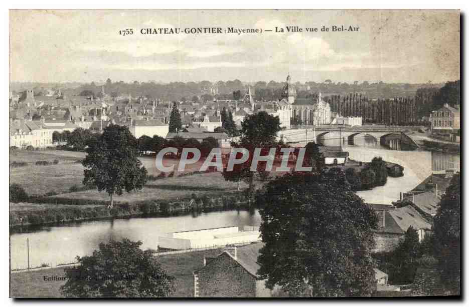 Chateau Gontier - La Ville vue de Bel Air - CPA 