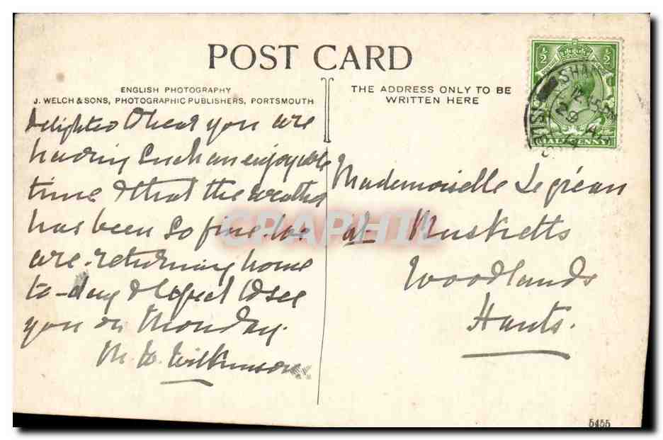 Grande Bretagne Great BRitain CPA The old village Shanklin  — Rückseite