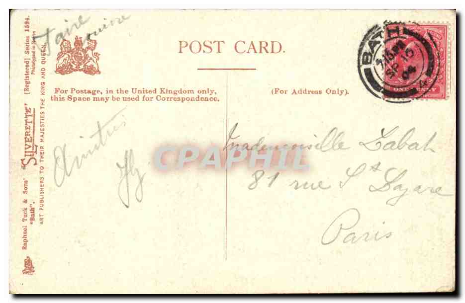 Grande Bretagne Great BRitain CPA Bath Abbey — Rückseite