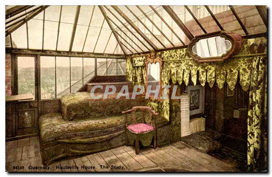 Grande Bretagne Great BRitain CPA Guernsey Guernesey Hauteville House The study