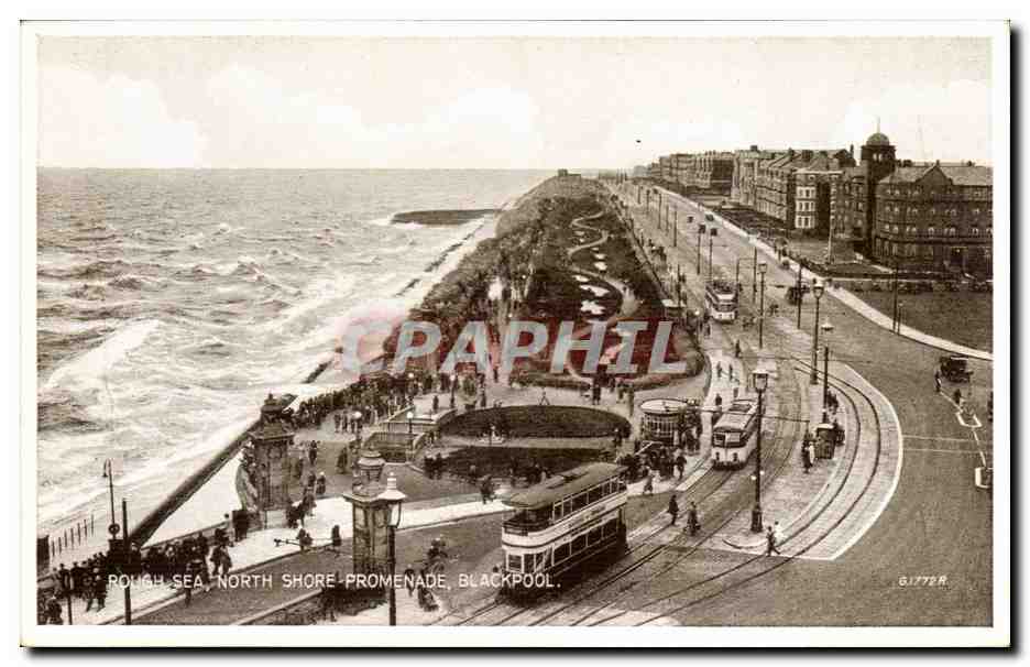 Grande Bretagne Great BRitain CPA Rough sea Rockery promenade Blackpool