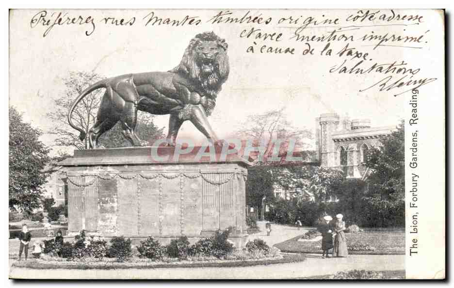 Grande Bretagne Great BRitain CPA The Lion Forbury gardens Reading