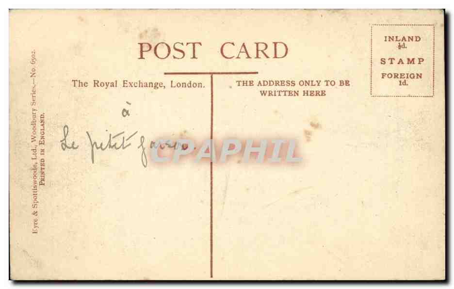Grande Bretagne Great BRitain CPA Londres London  — Rückseite